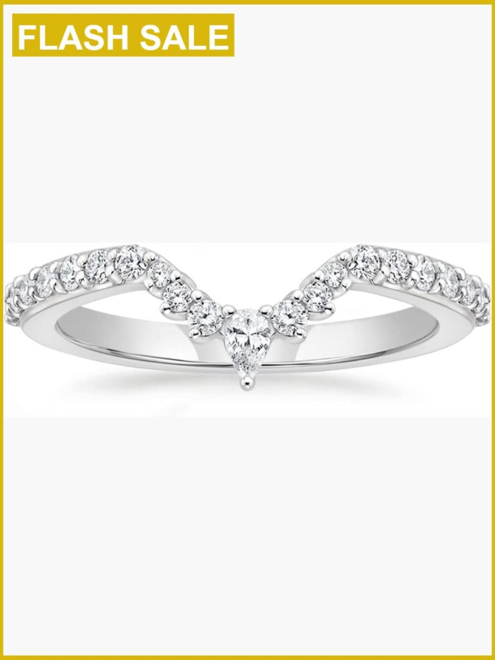 Stackable Cubic Zirconia Half Eternity Ring - Pear & Round Shape